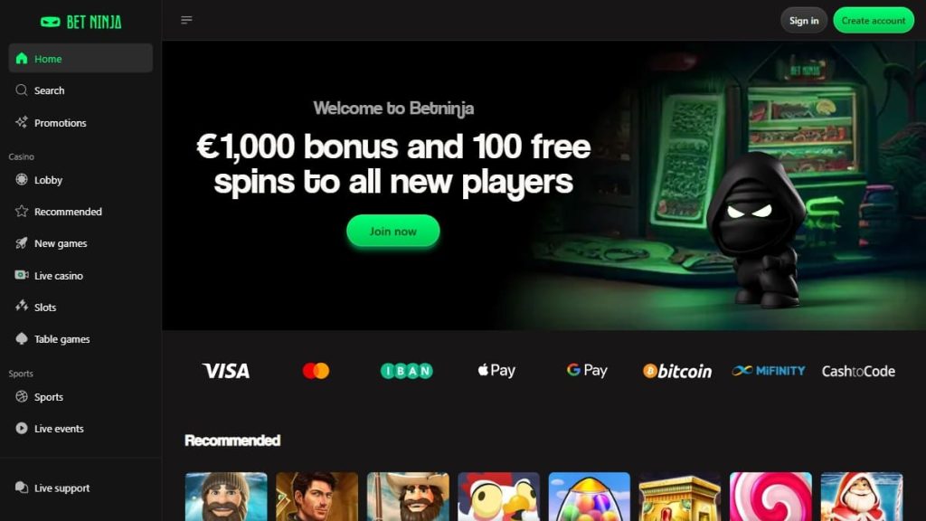 screenshot van nederlandse online casino betninja
